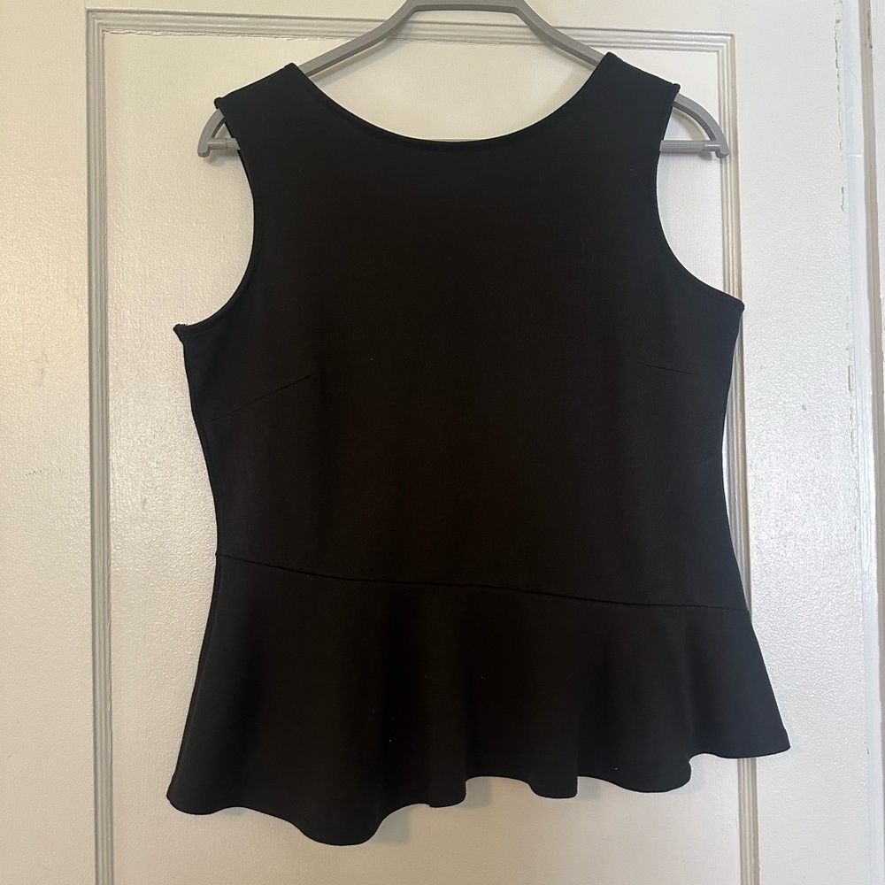 Serena Williams Chic Black Sleeveless Peplum Top
